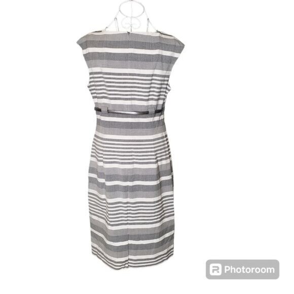 Calvin Klein Striped Belted Sheath Dress Size 10 - Picture 6 of 8